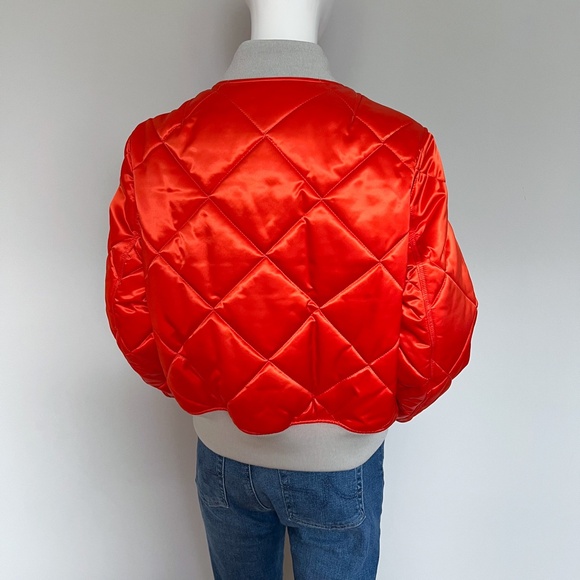 rag & bone Satin Orange Taupe Quilted Bomber Short Warm Jacket M - Picture 16 of 16